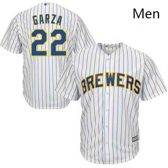 Mens Majestic Milwaukee Brewers 22 Matt Garza Replica White Alternate Cool Base MLB Jersey